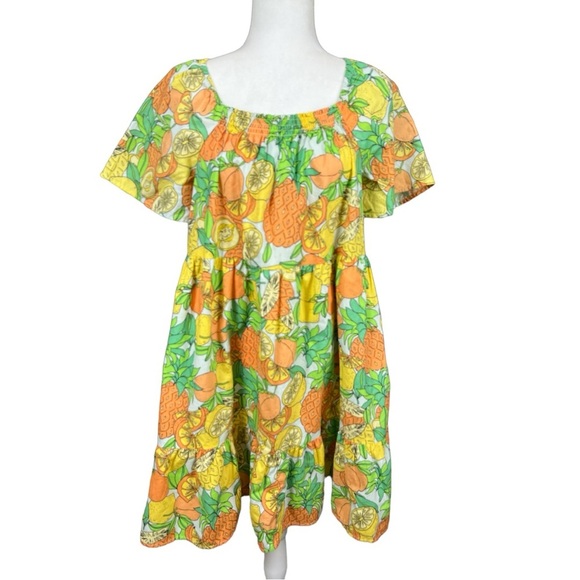 Peyton & Parker Summer Raglan Tropical Fruit Short Sleeve Dress - Picture 1 of 6